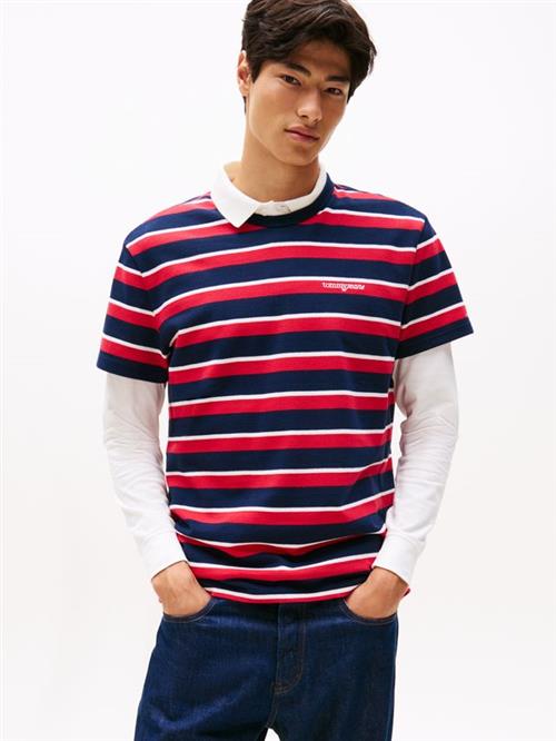TJM REG WAFFLE SCRIPT STRIPE TEE
