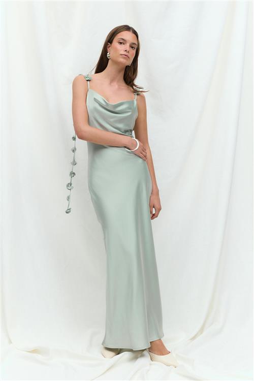 Se Gina Tricot - Cowl neck dress - satinkjoler - Grøn - 34 - Dame hos Gina Tricot