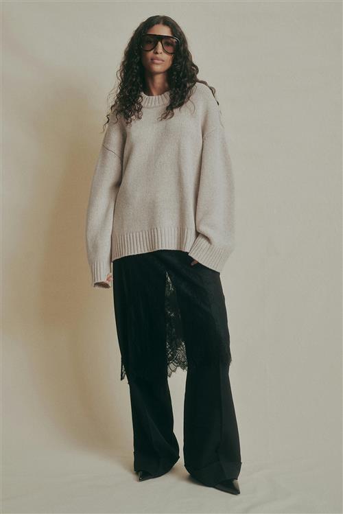 Gina Tricot - Merino wool knitted sweater - Striktrøjer - Beige - XS - Dame