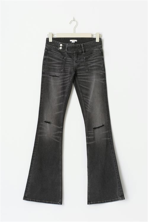 Gina Tricot - 14+ pleated flare jeans - Jeans - Grå - L - Dame