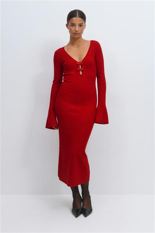 Gina Tricot - Knitted midi dress - Strikkjoler - Rød - M - Dame