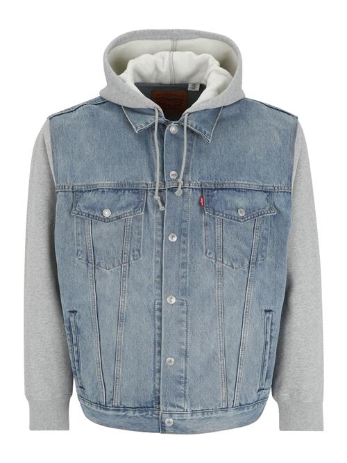 Levi's® Big & Tall Overgangsjakke 'Hybrid Hoodie Trucker Jacket (Big & Tall)'  blue denim / grå-meleret