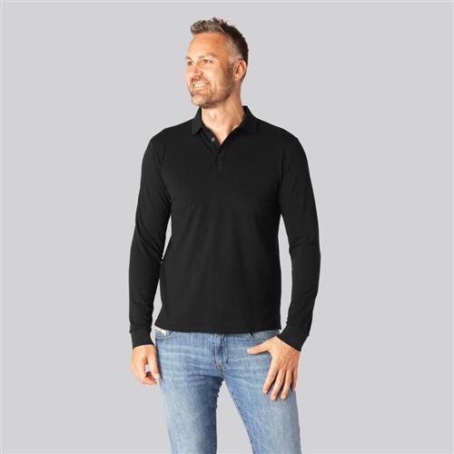 Bambus langærmet polo i sort til mænd