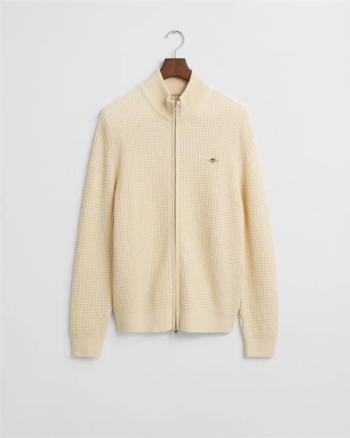 ZIPPED TEXTURED COTTON CARDIGAN