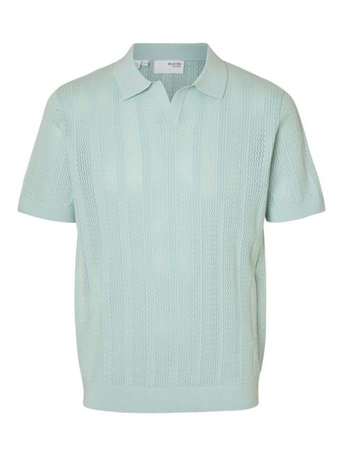 SLHWELLS SS KNIT CROCHET OPEN POLO