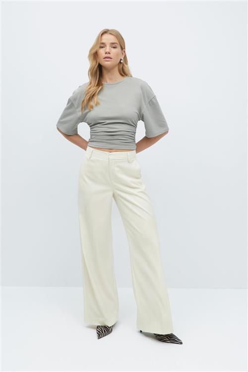 Gina Tricot - Wide leg suit trousers - Habitbukser - Beige - 38 - Dame