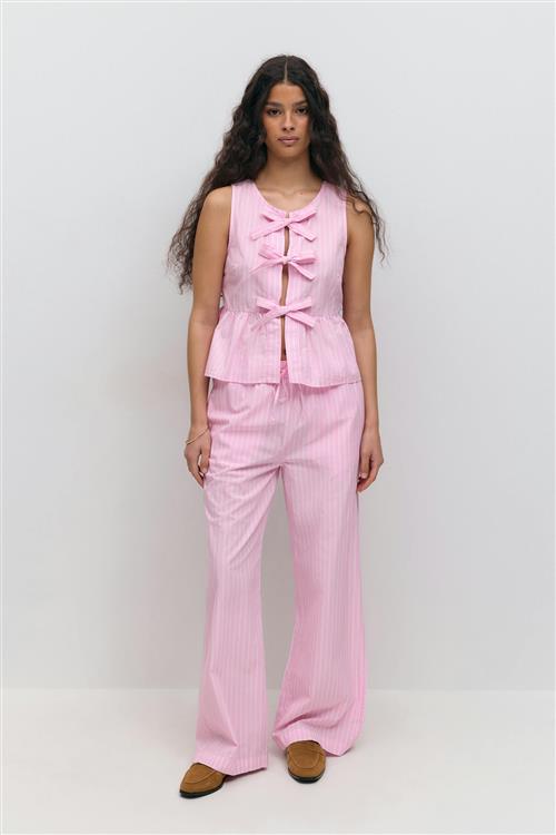 Gina Tricot - Cotton poplin trousers - stribede bukser - Lyserød - S - Dame