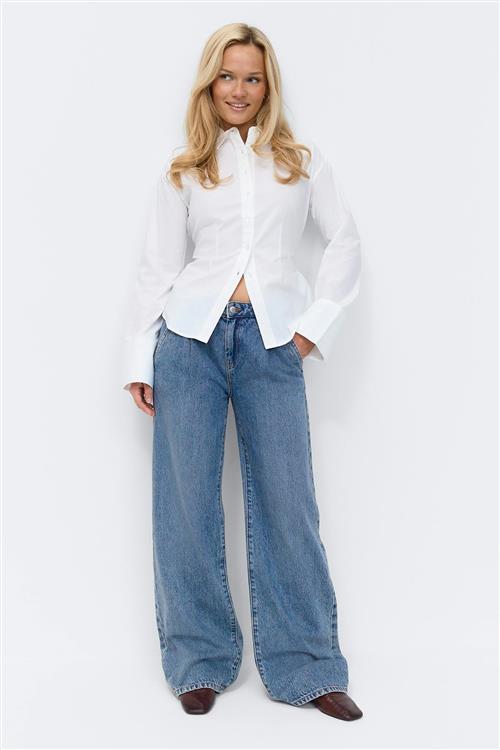 Gina Tricot - Pleated slouchy jeans - wide jeans - Blå - 32 - Dame