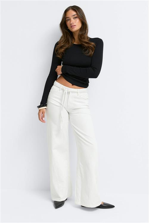 Gina Tricot - Twisted wide jeans - Highwaist jeans - Hvid - 42 - Dame