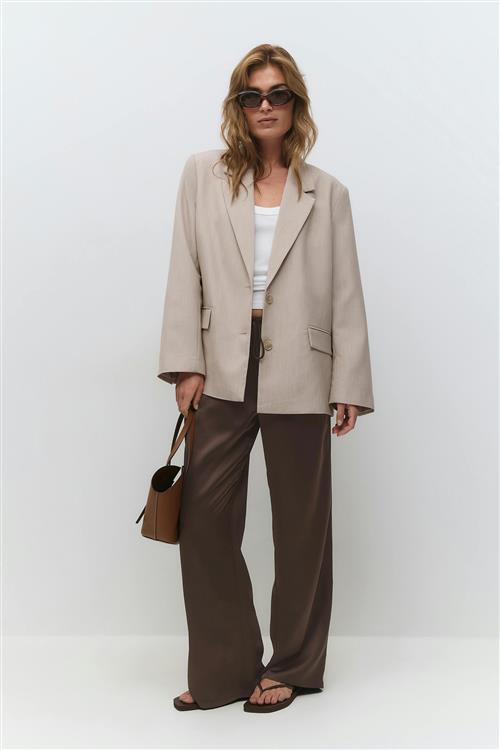 Gina Tricot - Drawstring satin trousers - satinbukser - Brun - L - Dame