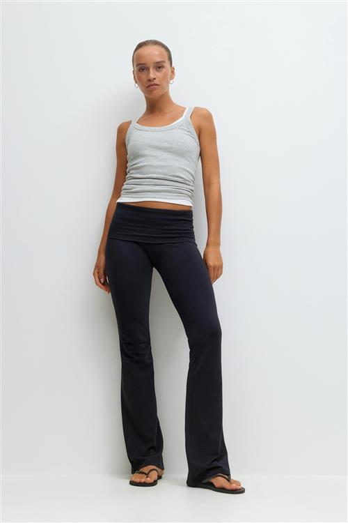 Gina Tricot - Soft touch folded trouser - Bukser - Blå - L - Dame