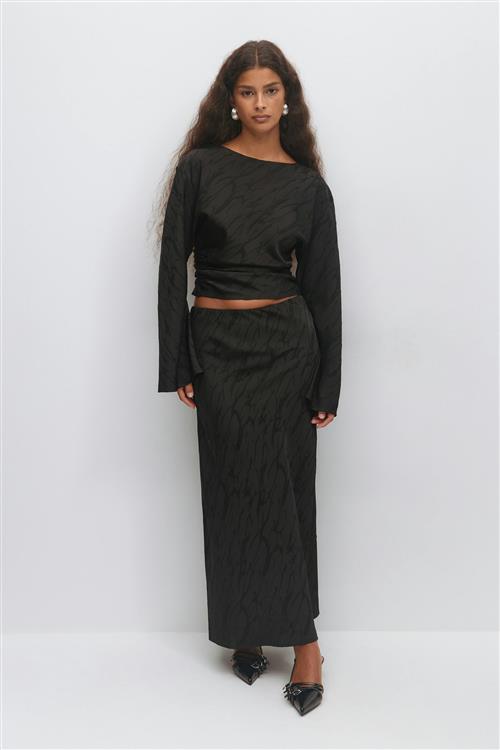 Gina Tricot - Structured skirt - lange nederdele - Sort - S - Dame