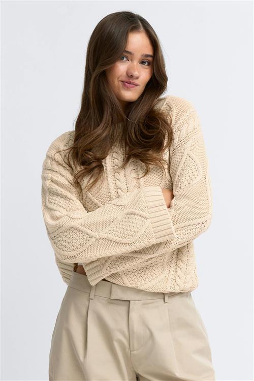 Gina Tricot - Knitted cable sweater - Striktrøjer - Beige - S - Dame