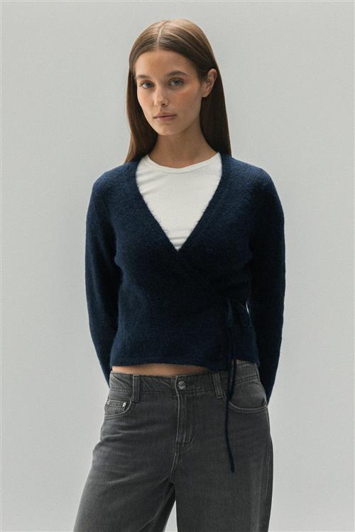 Gina Tricot - Knitted wrap cardigan - Cardigans - Blå - S - Dame