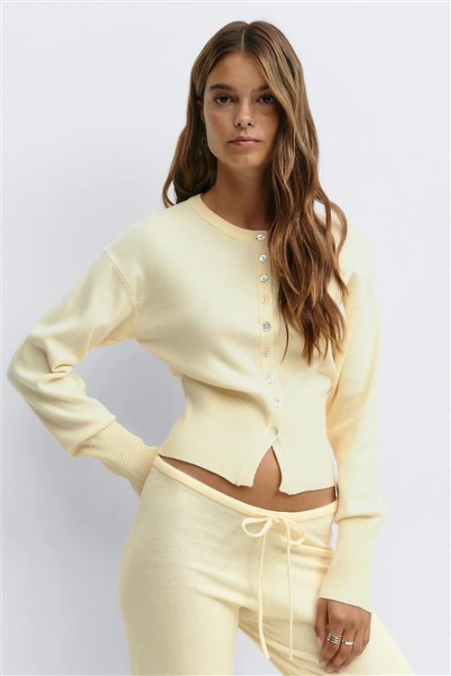 Gina Tricot - Knitted loungewear cardigan - Cardigans - Gul - L - Dame