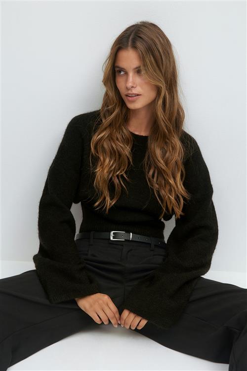 Gina Tricot - Wide sleeve knitted sweater - Trøjer - Sort - M - Dame