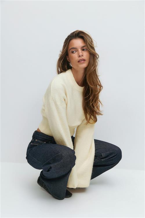 Gina Tricot - Wide sleeve knitted sweater - Striktrøjer - Hvid - L - Dame