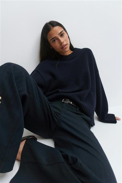 Gina Tricot - Crew neck knitted sweater - Striktrøjer - Blå - XL - Dame