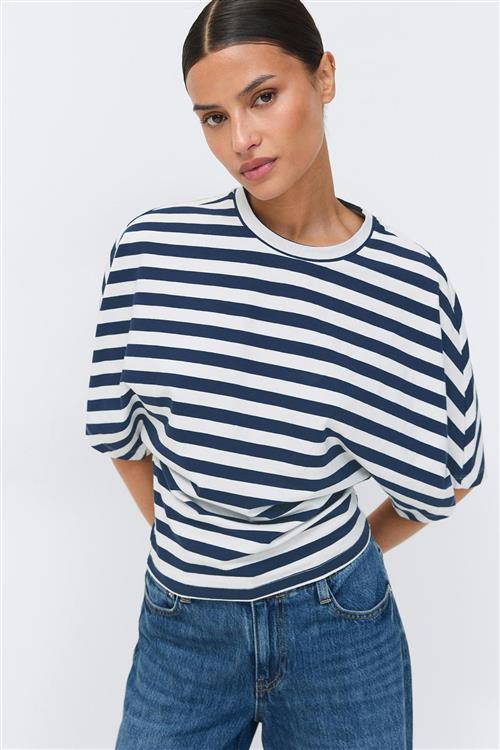 Gina Tricot - Fitted top - t-shirts - Blå - S - Dame