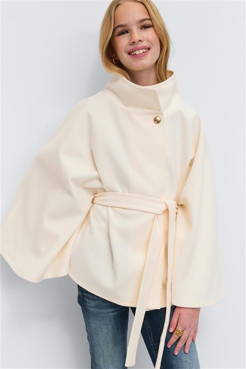 Gina Tricot - Y belted cape - Forårsjakker - Hvid - 9/11Y - Pige