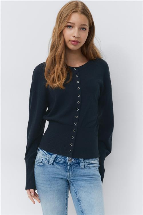 Gina Tricot - Y shaped knitted cardigan - striktrøjer - Blå - 158/164 - Pige