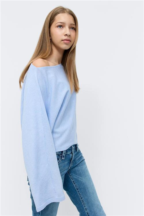 Gina Tricot - Y knitted poncho top - striktrøjer til piger 9–14 år - Blå - 170 - Pige