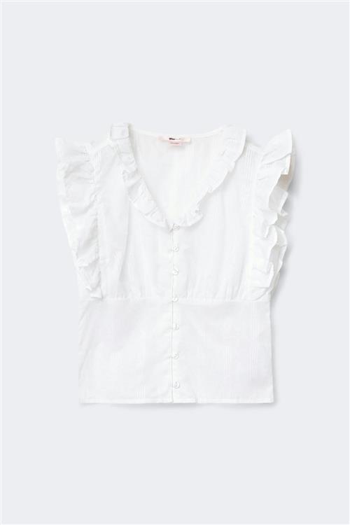 Gina Tricot - Y fitted short sleeve top - Bluser til piger 9–14 år - Hvid - 158/164 - Pige