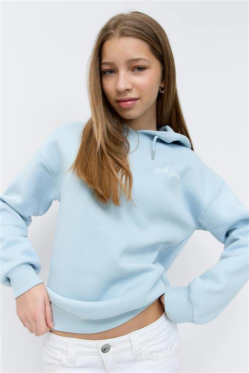 Gina Tricot - Y basic hood - overdele - Blå - 134/140 - Pige