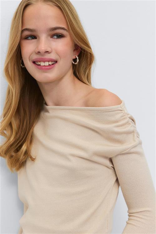 Gina Tricot - Y long sleeve top - Toppe til piger 9–14 år - Beige - 146/152 - Pige