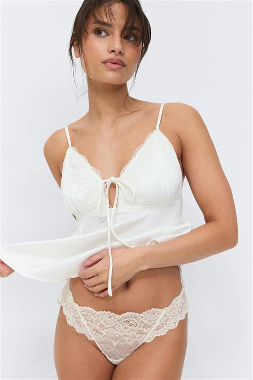 Gina Tricot - 3-pack scallop lace thong - trusser-3-pak - Sort - XS - Dame