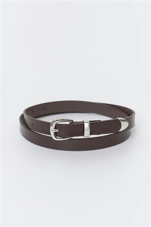 Gina Tricot - Patent hip belt - Bælter - Brun - XS/S - Dame
