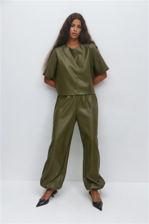 Gina Tricot - Pu balloon trousers - ballonbukser - Grøn - M - Dame