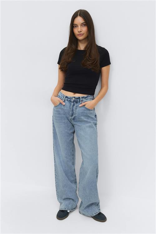 Gina Tricot - Boyfriend jeans - Low waist jeans - Blå - 34 - Dame