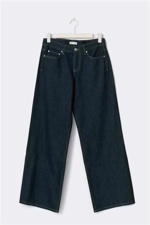 Gina Tricot - Low wide petite jeans - Low waist jeans - Blå - 32 - Dame