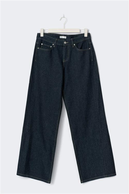 Gina Tricot - Low wide tall jeans - Low waist jeans - Blå - 44 - Dame