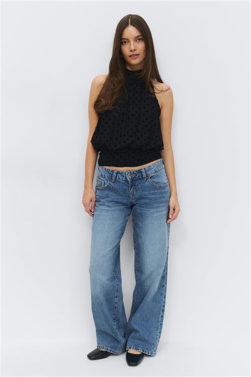 Gina Tricot - Ultra low wide jeans - ultra low waist - Blå - 34 - Dame