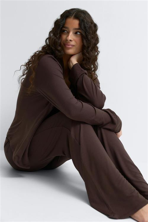 Gina Tricot - Low waist loungewear trousers - lavtaljede bukser - Brun - M - Dame