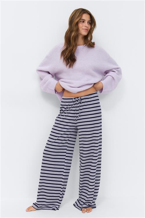 Gina Tricot - Striped soft trousers - stribede bukser - Lilla - M - Dame