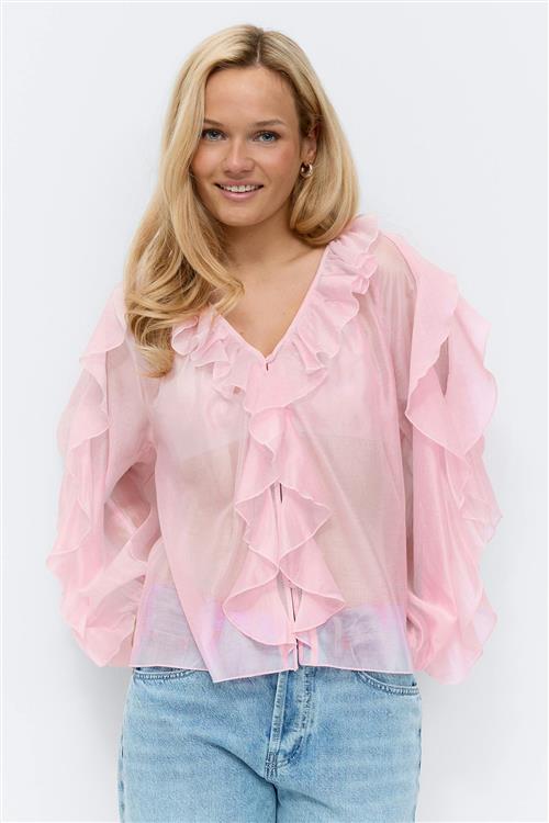 Gina Tricot - Frill blouse - Bluser - Lyserød - XS - Dame