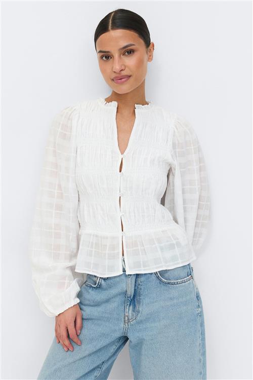 Gina Tricot - Smock blouse - Bluser - Hvid - L - Dame