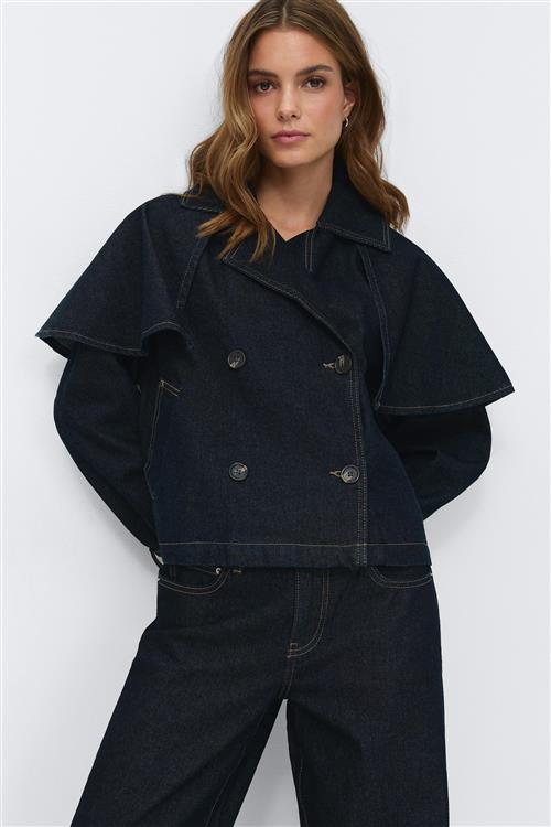 Gina Tricot - Cape denim trench - kapper - Blå - L - Dame