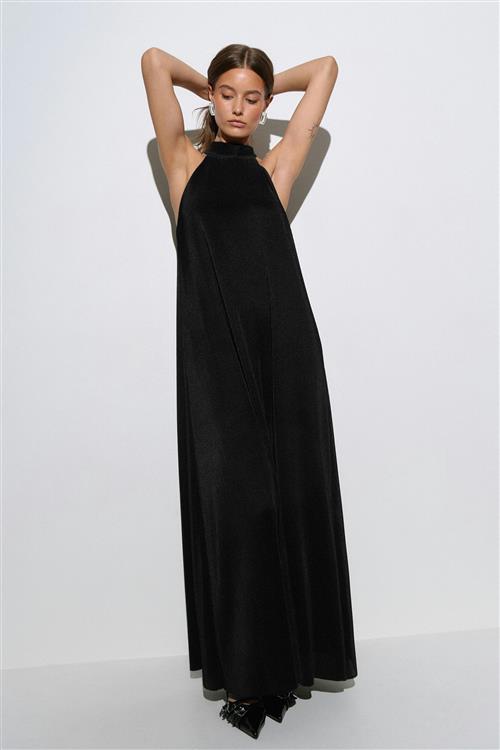 Gina Tricot - Pleated maxi dress - Lange kjoler - Sort - XS - Dame