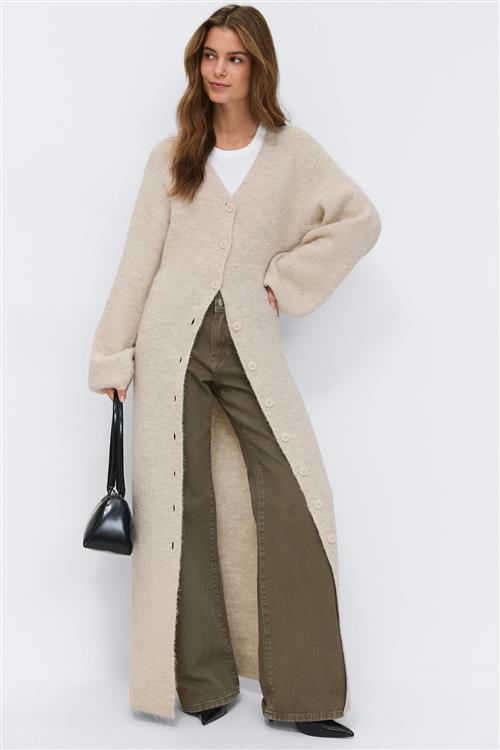 Gina Tricot - Knitted button down dress - Strikkjoler - Hvid - XL - Dame