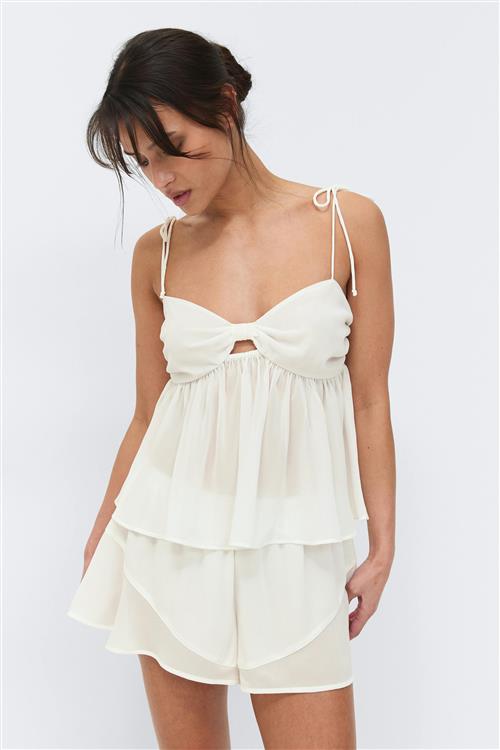 Gina Tricot - Chiffon loungewear shorts - Shorts - Hvid - S - Dame