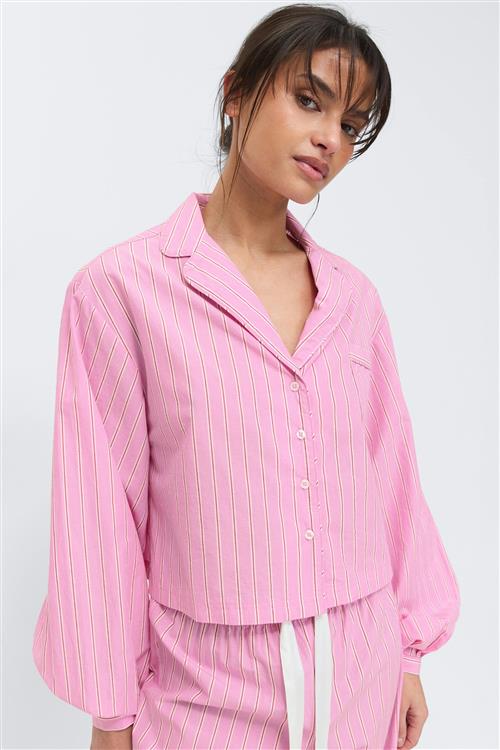 Gina Tricot - Poplin pyjamas shirt - pyjamasser - Lyserød - M - Dame