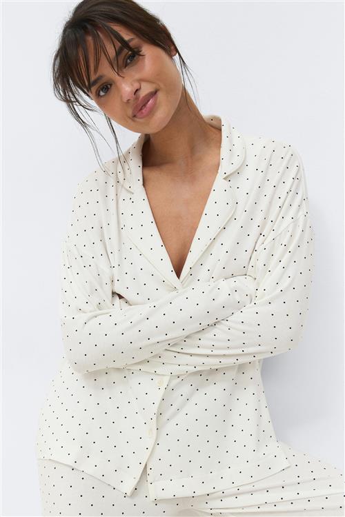 Gina Tricot - Soft pyjamas shirt - pyjamasser - Hvid - S - Dame
