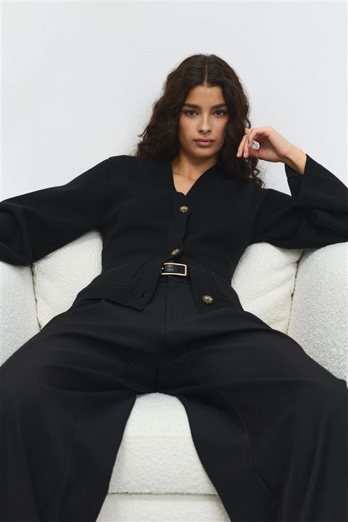 Gina Tricot - Knitted cotton cardigan - Cardigans - Sort - S - Dame