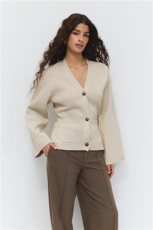 Gina Tricot - Knitted cotton cardigan - Cardigans - Beige - XL - Dame