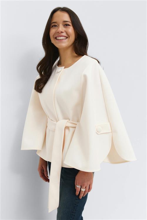 Se Gina Tricot - 14+ belted cape - jakke - Hvid - M/L - Dame hos Gina Tricot