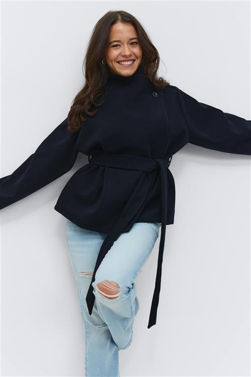 Gina Tricot - 14+ felt wrap jacket - jakke - Blå - XS - Dame